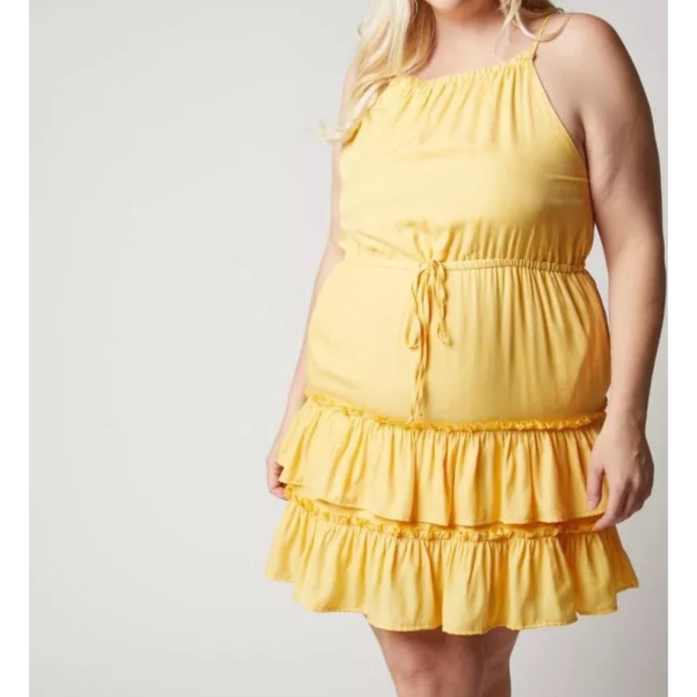 SOLID FLARED SLEEVELESS DRESS - Picture 3 of 5